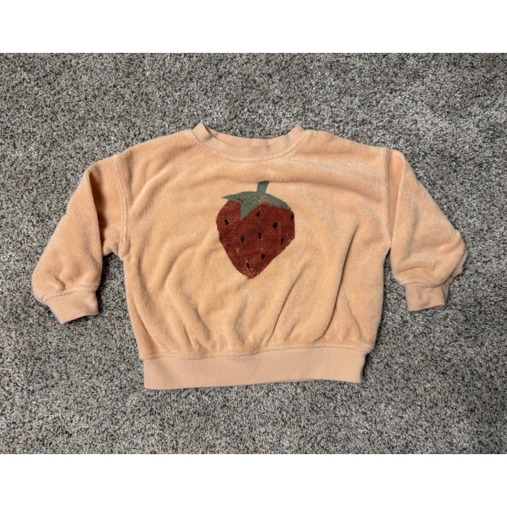 Rylee + Cru‎ Terrycloth Soft Blush Pink Strawberry Girls LS Shirt
